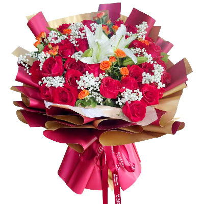 西宁33朵红玫瑰百合，爱如同花般绽放